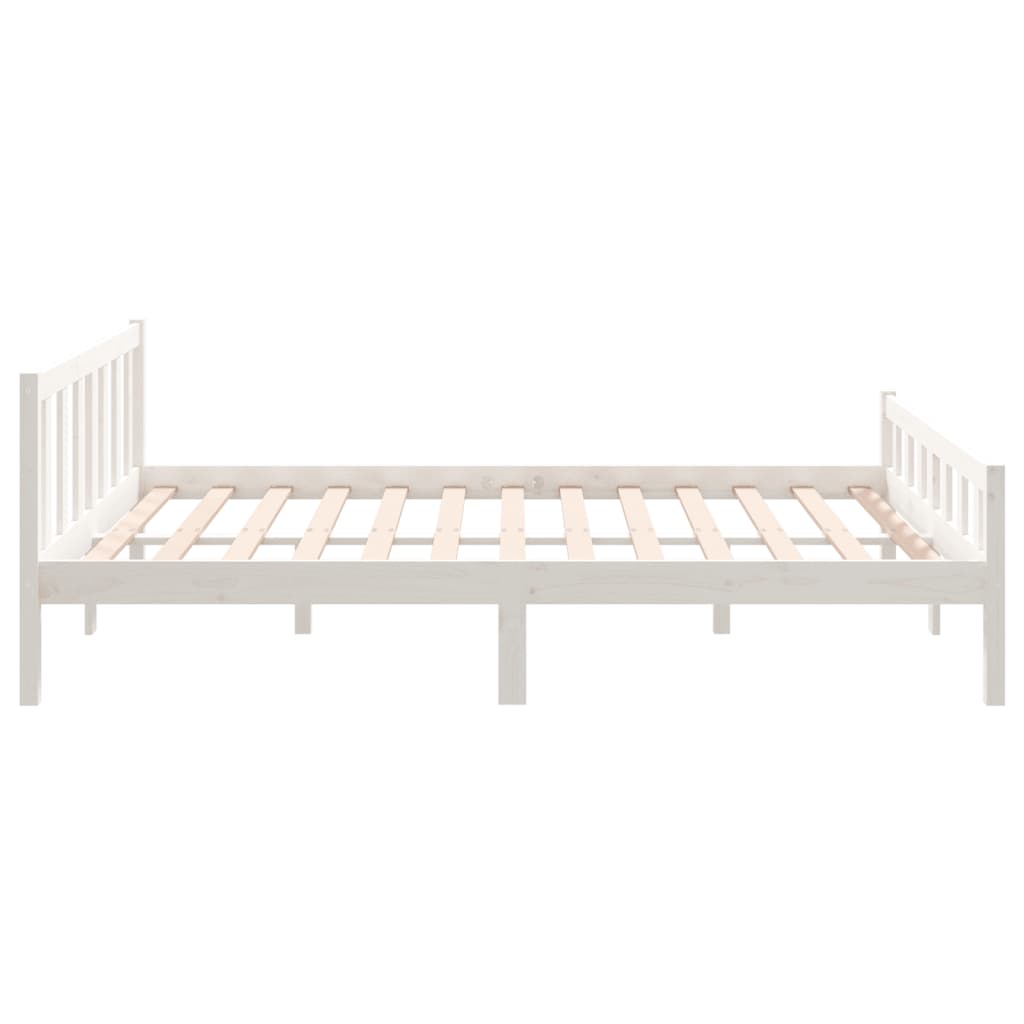 Solid Wood Bed White 150x200 cm