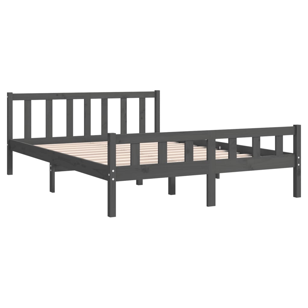 Solid wood bed gray 150x200 cm