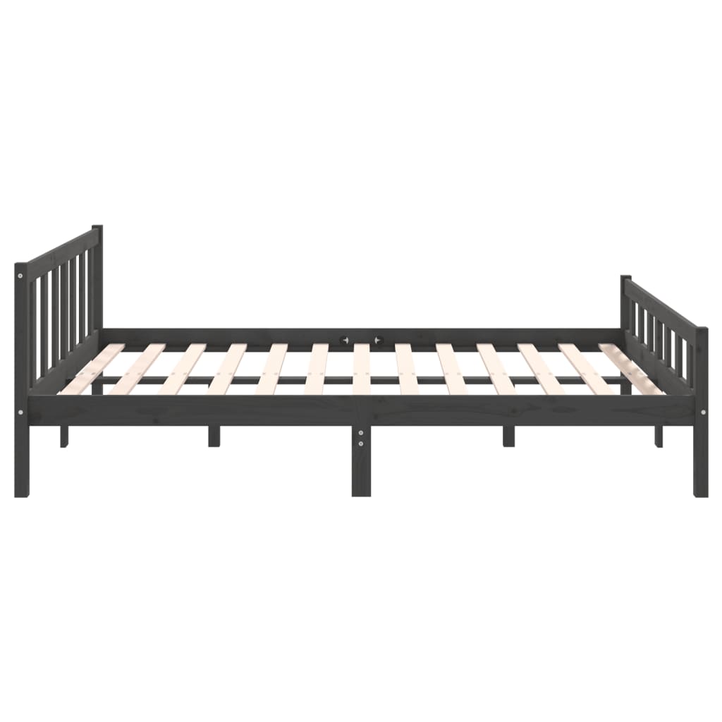 Solid wood bed gray 150x200 cm