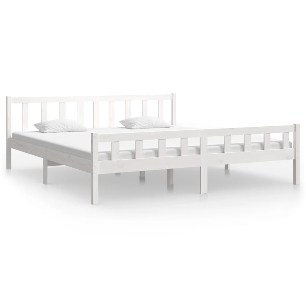 Solid Wood Bed White 160x200 cm