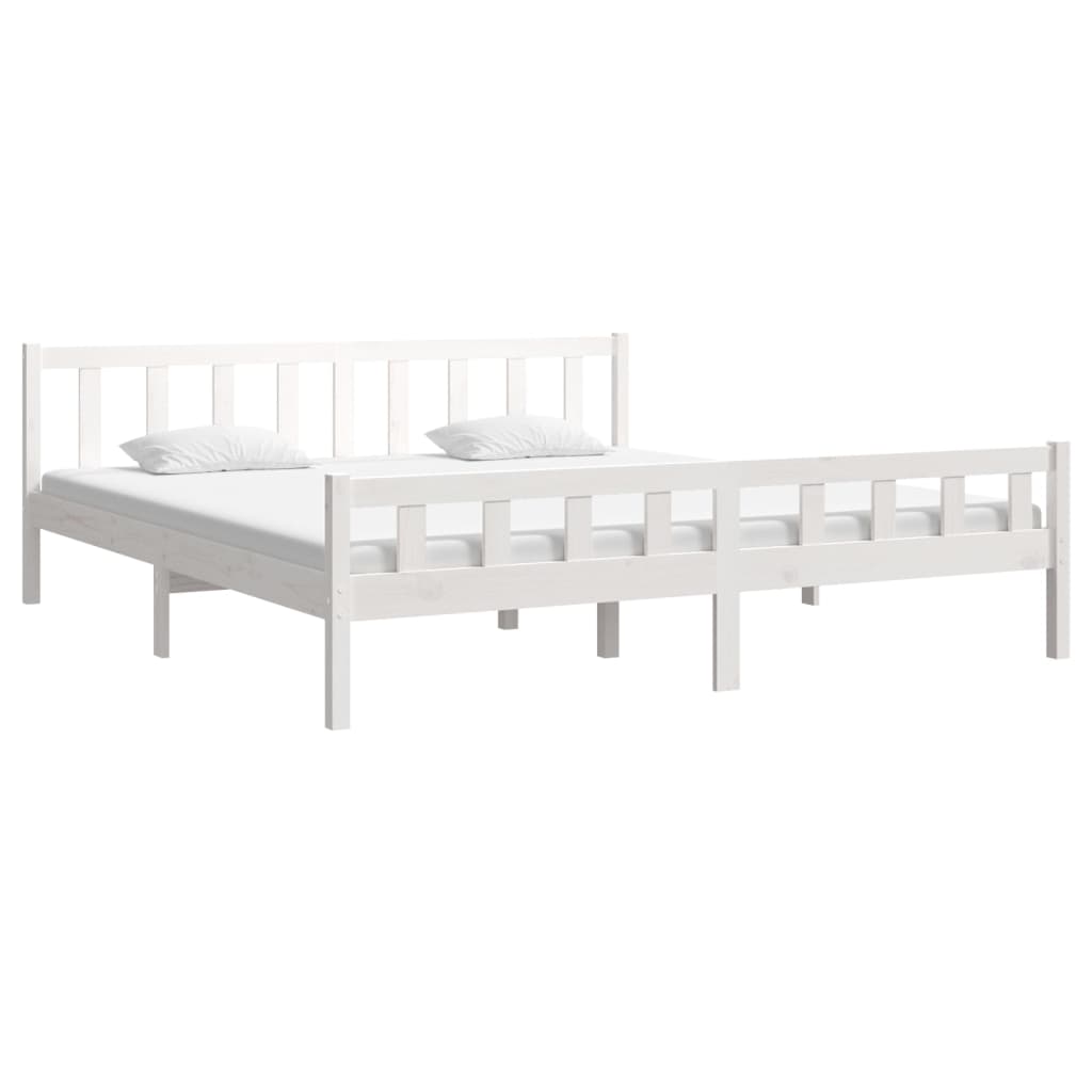 Solid Wood Bed White 160x200 cm