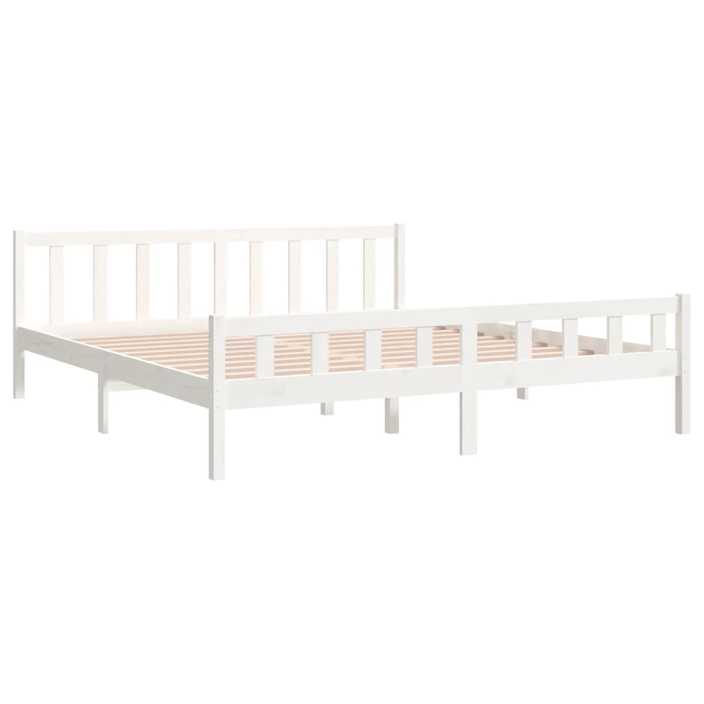 Solid Wood Bed White 160x200 cm