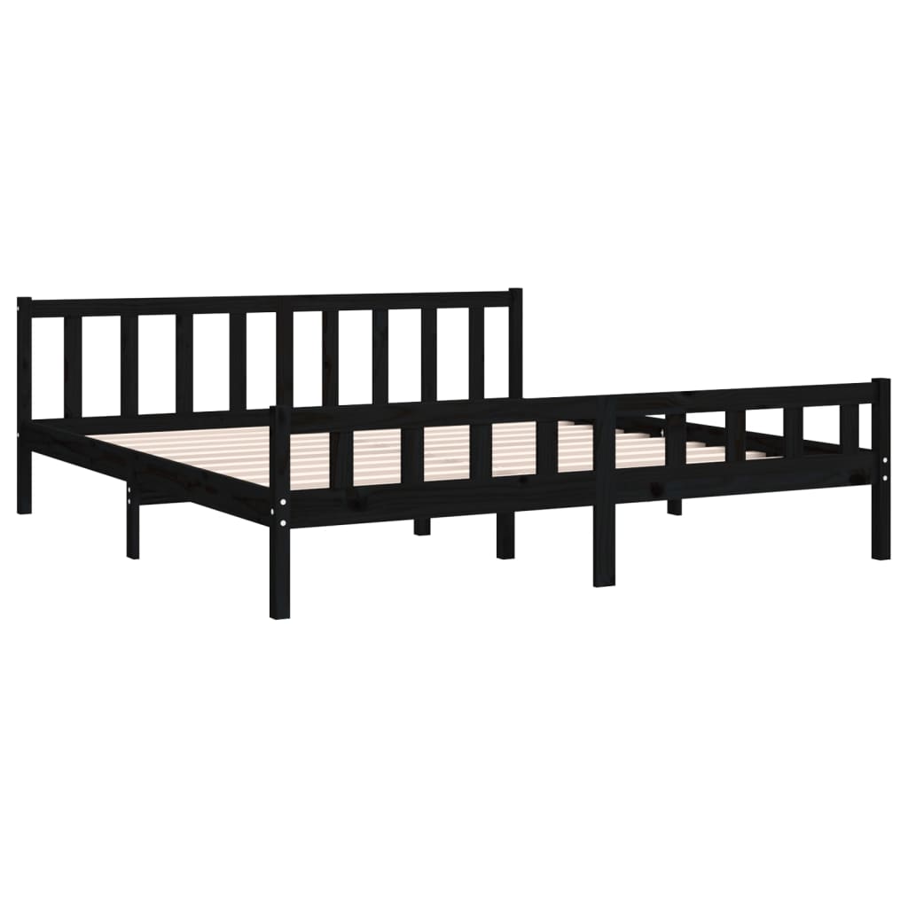 Solid Wood Bed Black 160x200 cm