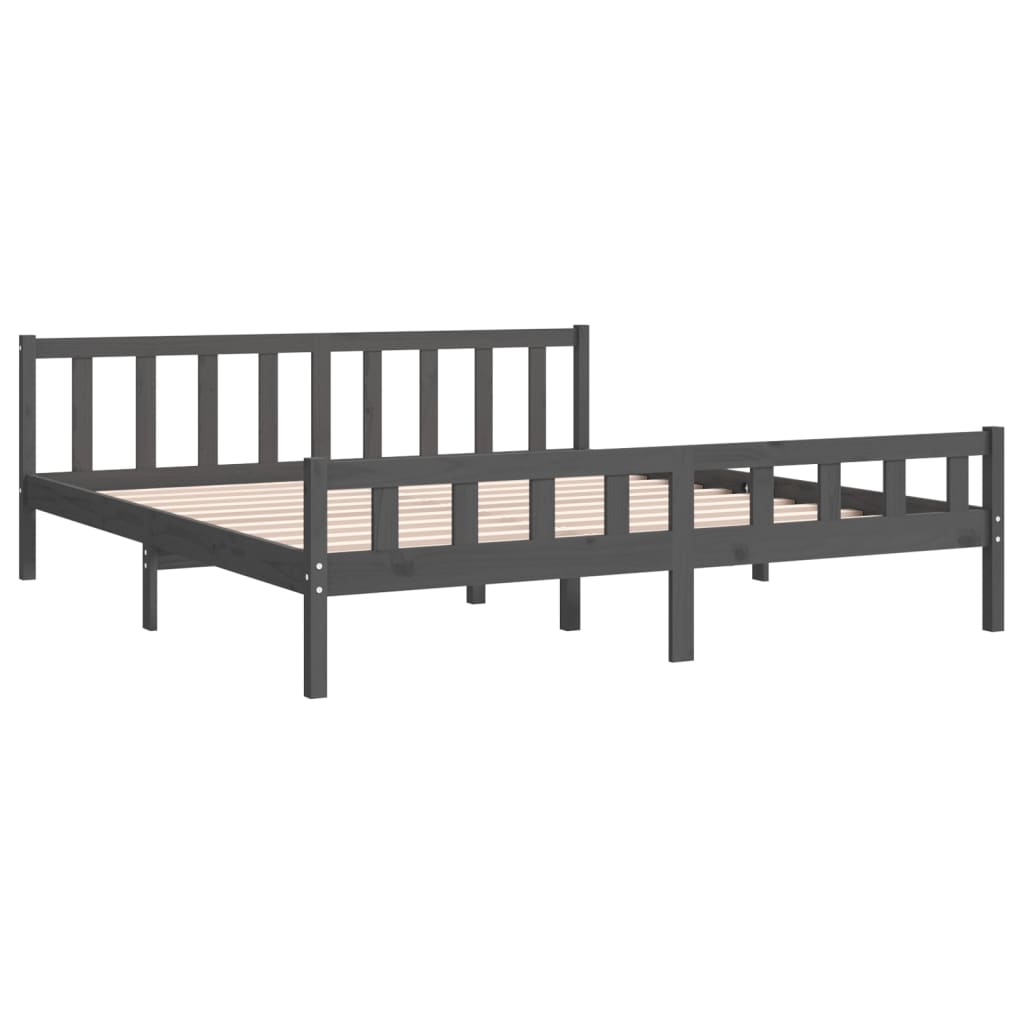 Solid wood bed gray 200x200 cm
