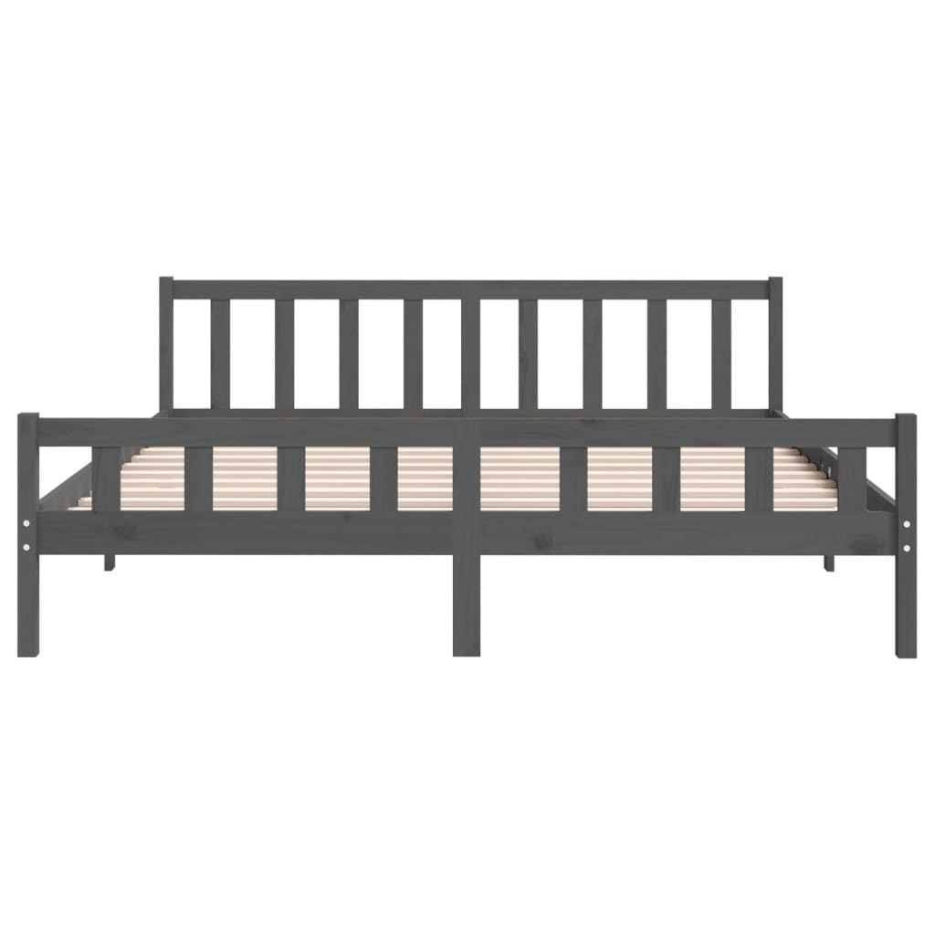 Solid wood bed gray 200x200 cm