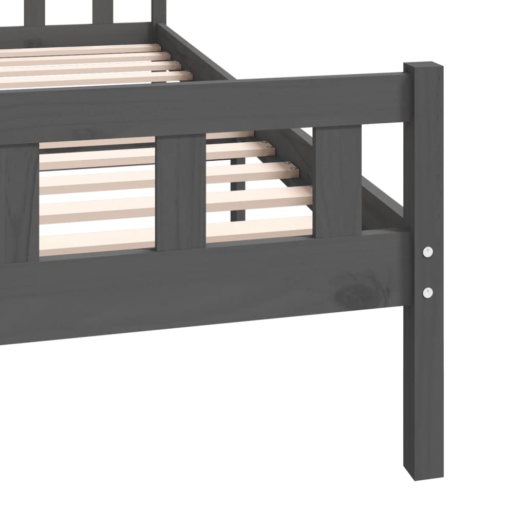 Solid wood bed gray 200x200 cm