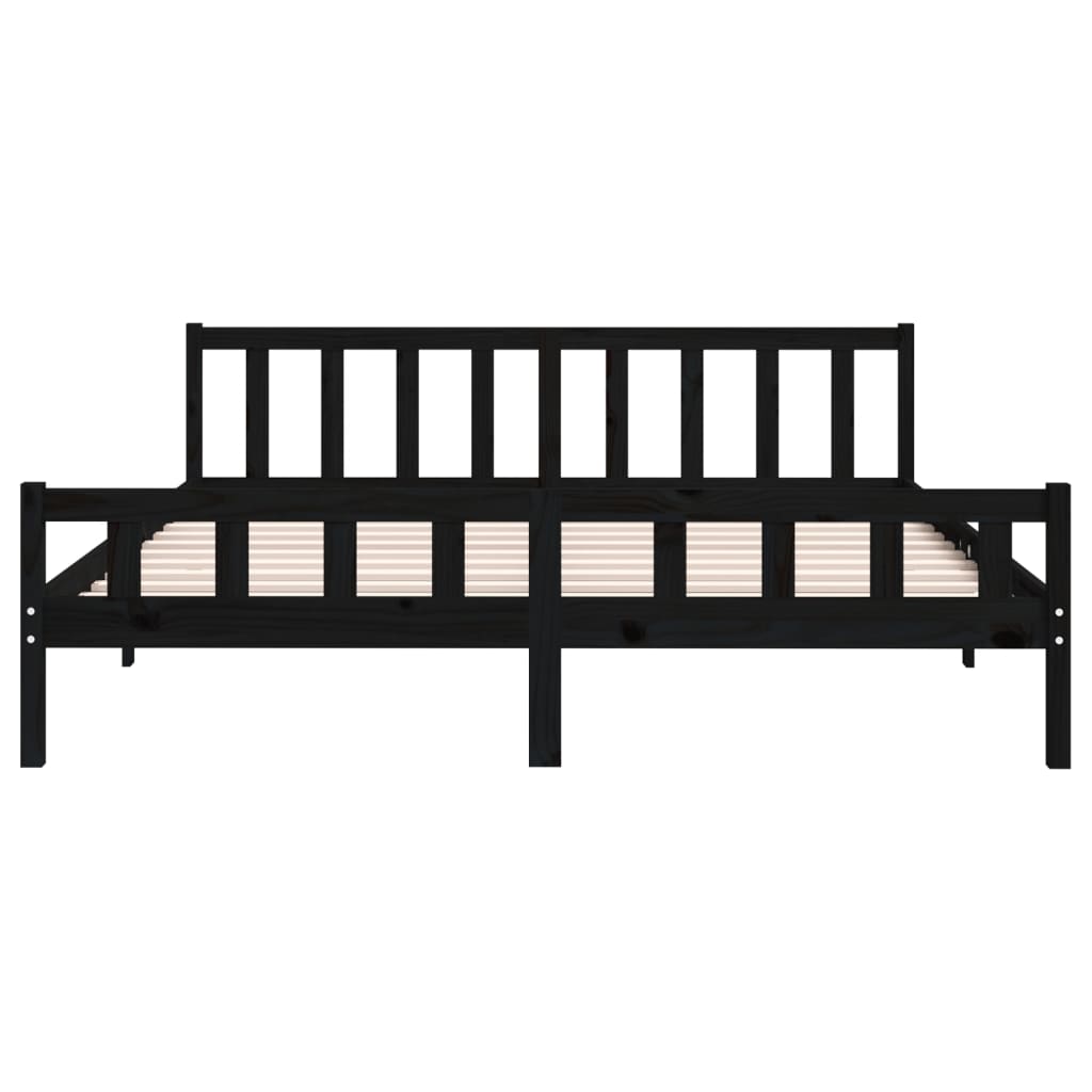 Solid wood bed black 200x200 cm
