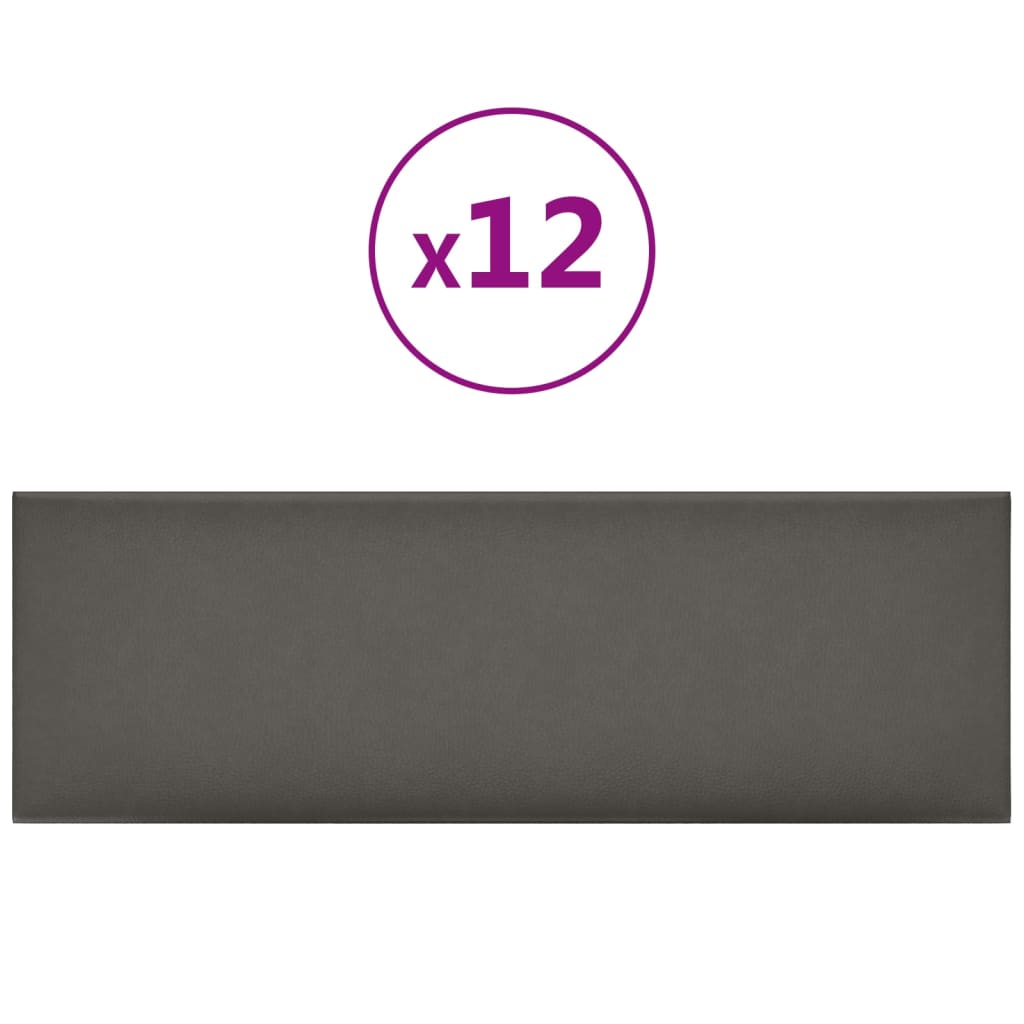 Wandpaneele 12 Stk. Grau 90x30 cm Kunstleder 3,24 m²