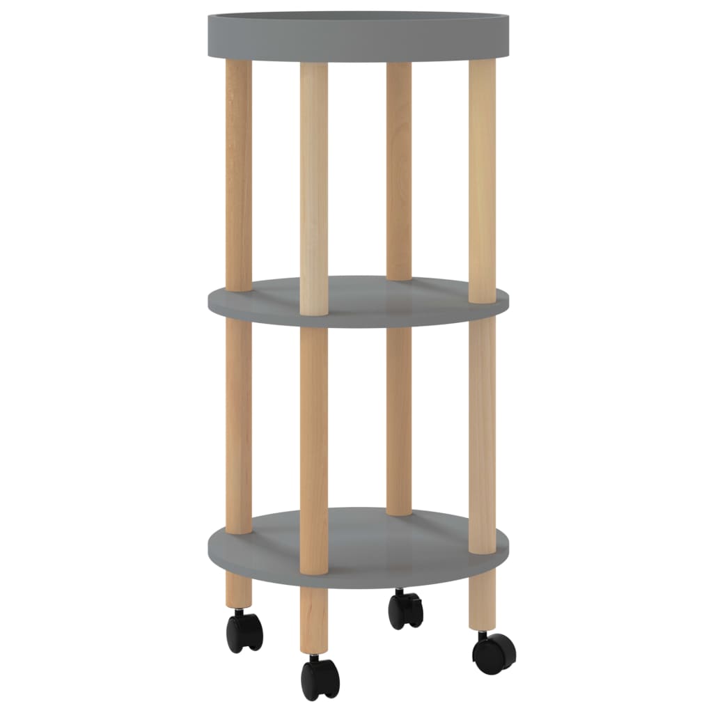Servierwagen 3 Etagen Grau 38x38x82cm Holzwerkstoff Kiefernholz