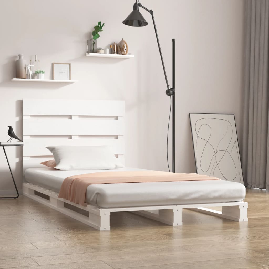 Massivholzbett ohne Matratze Weiß 75x190 cm Kiefernholz