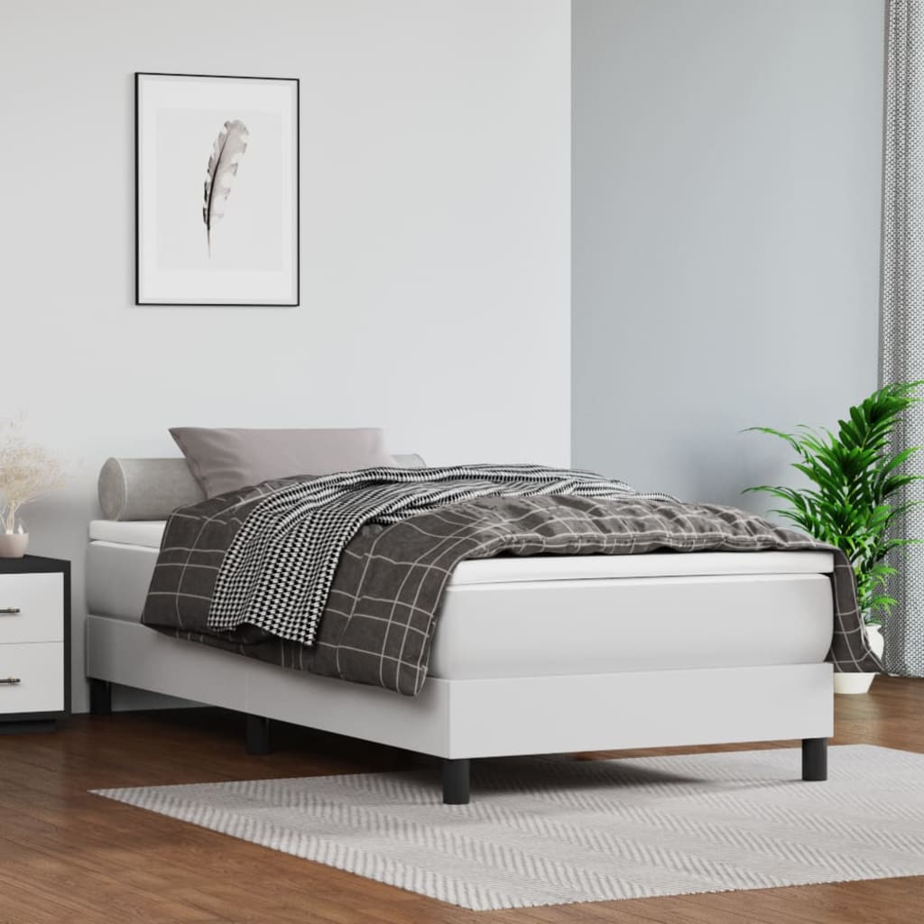 Pocket spring mattress white 90x190x20 cm artificial leather