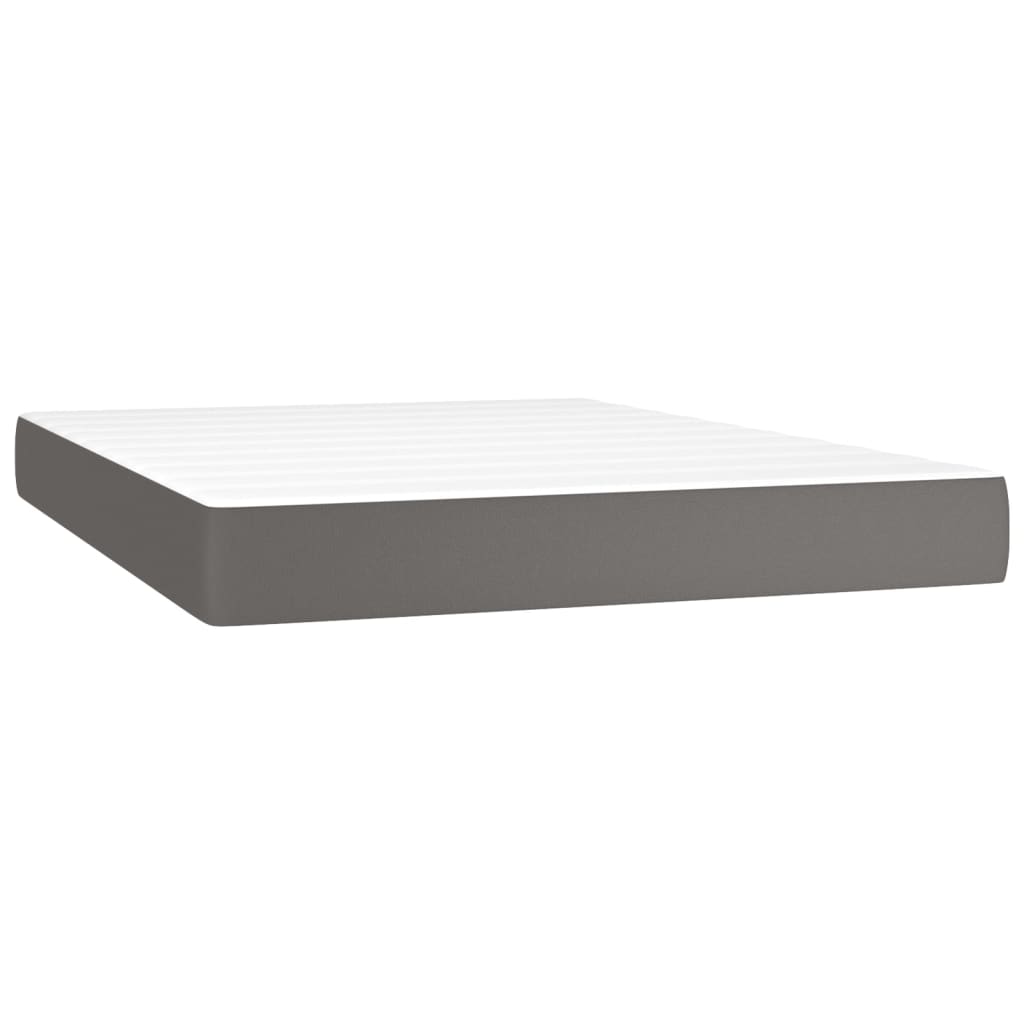 Pocket spring mattress grey 140x190x20 cm artificial leather