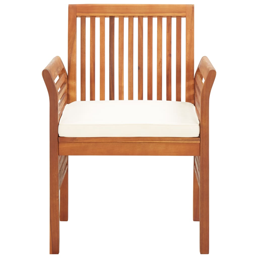 Garden dining chairs with cushions, 4 pieces, solid acacia wood
