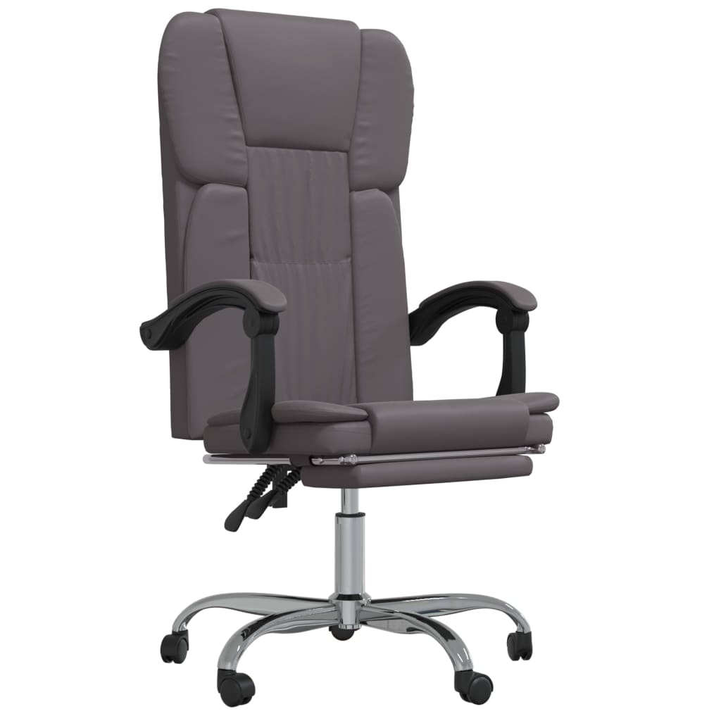 Office chair with reclining function grey artificial leather