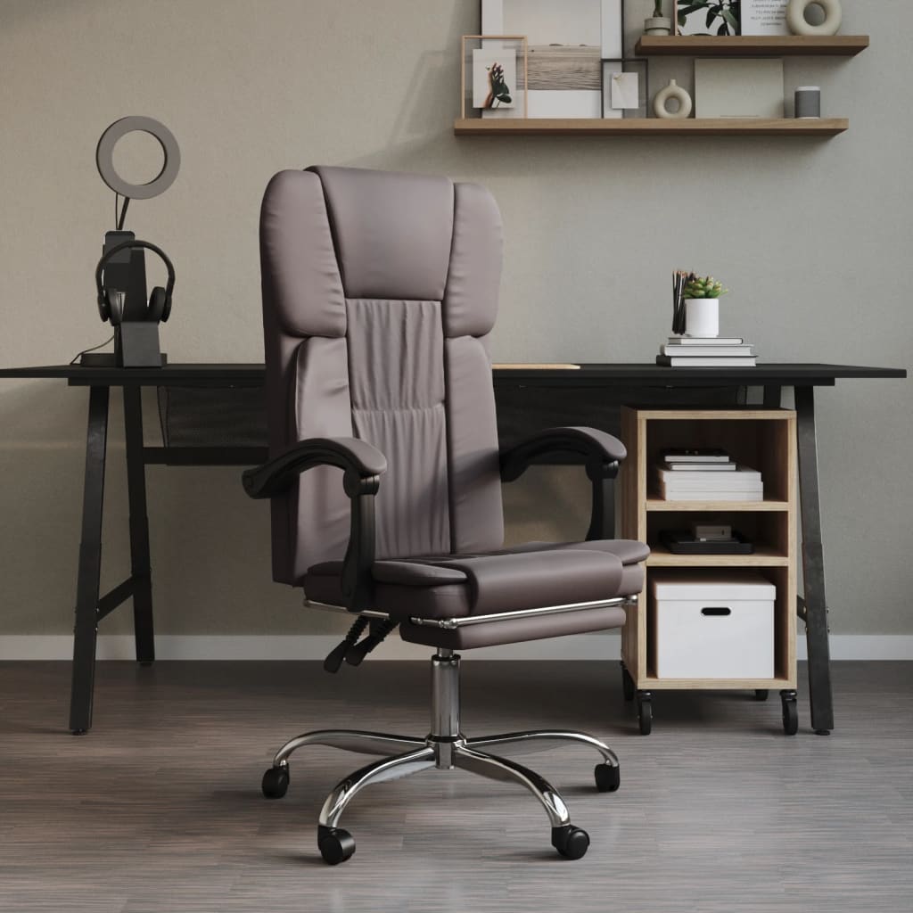 Office chair with reclining function grey artificial leather