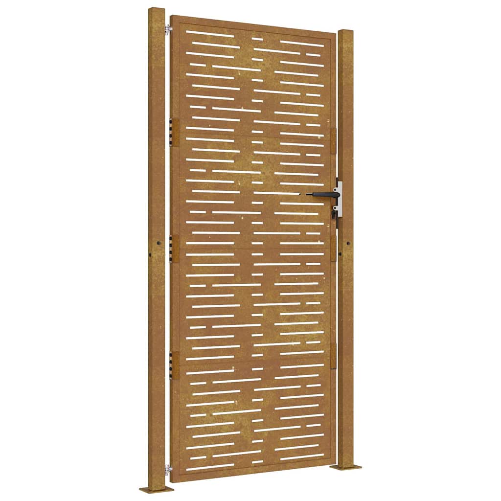 Gartentor 105x205 cm Cortenstahl Quadratisches Design