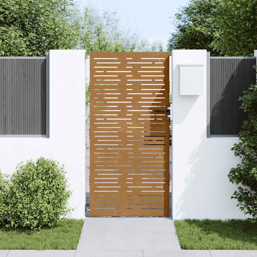 Gartentor 85x175 cm Cortenstahl Quadratisches Design