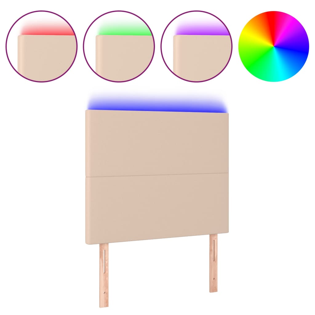 LED headboard cappuccino brown 80x5x118/128 cm artificial leather