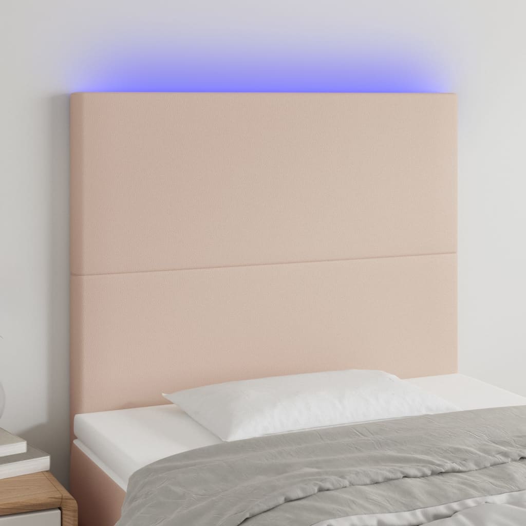 LED headboard cappuccino brown 80x5x118/128 cm artificial leather