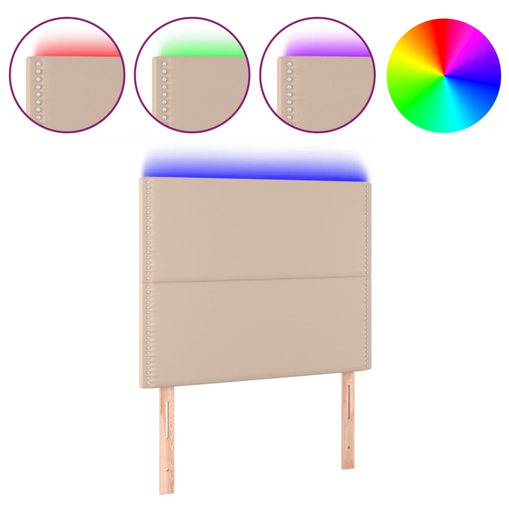 LED Kopfteil Cappuccino-Braun 100x5x118/128cm Kunstleder