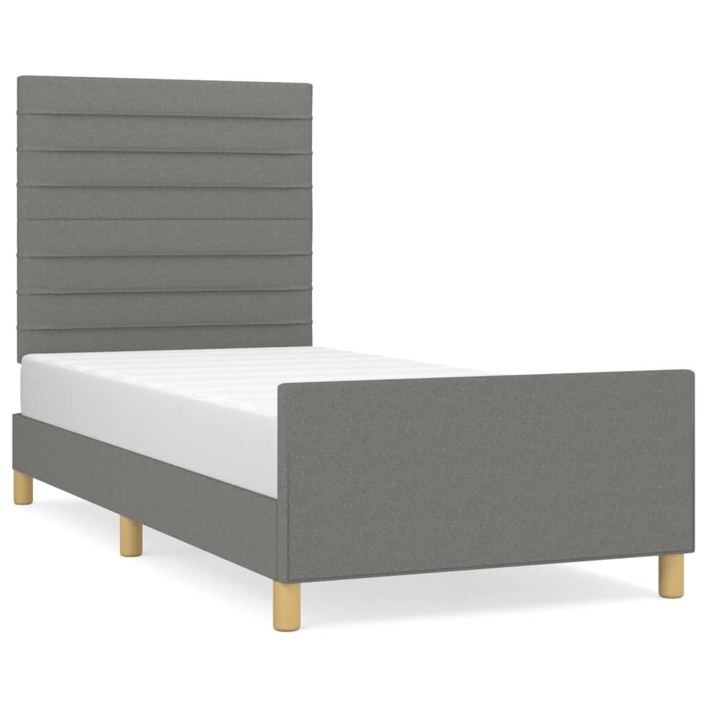 Bettgestell ohne Matratze Dunkelgrau 100x200 cm Stoff
