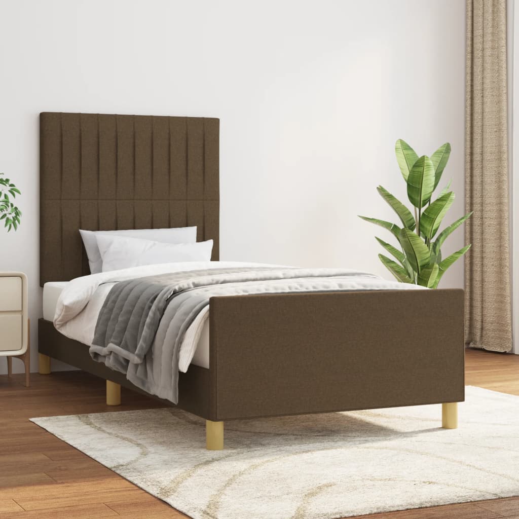 Bettgestell ohne Matratze Dunkelbraun 90x190 cm Stoff