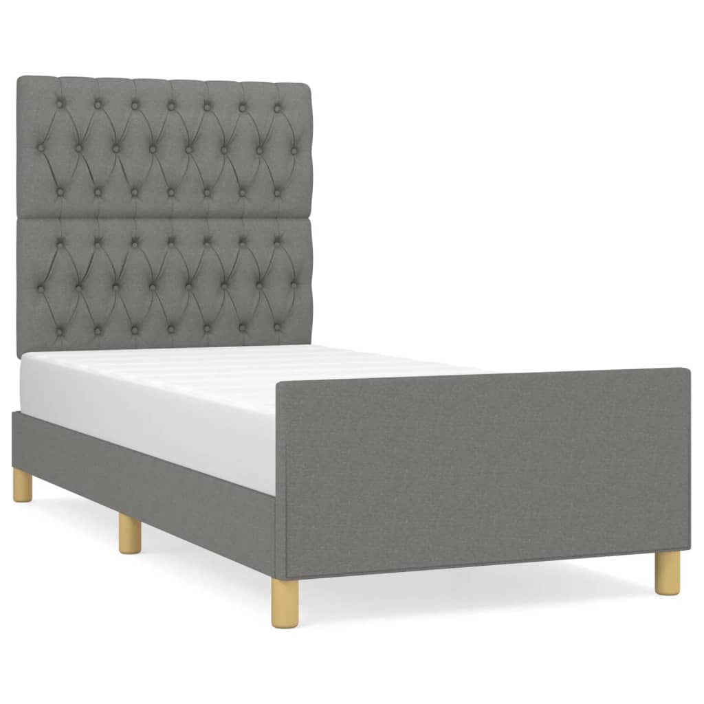 Bettgestell ohne Matratze Dunkelgrau 90x190 cm Stoff