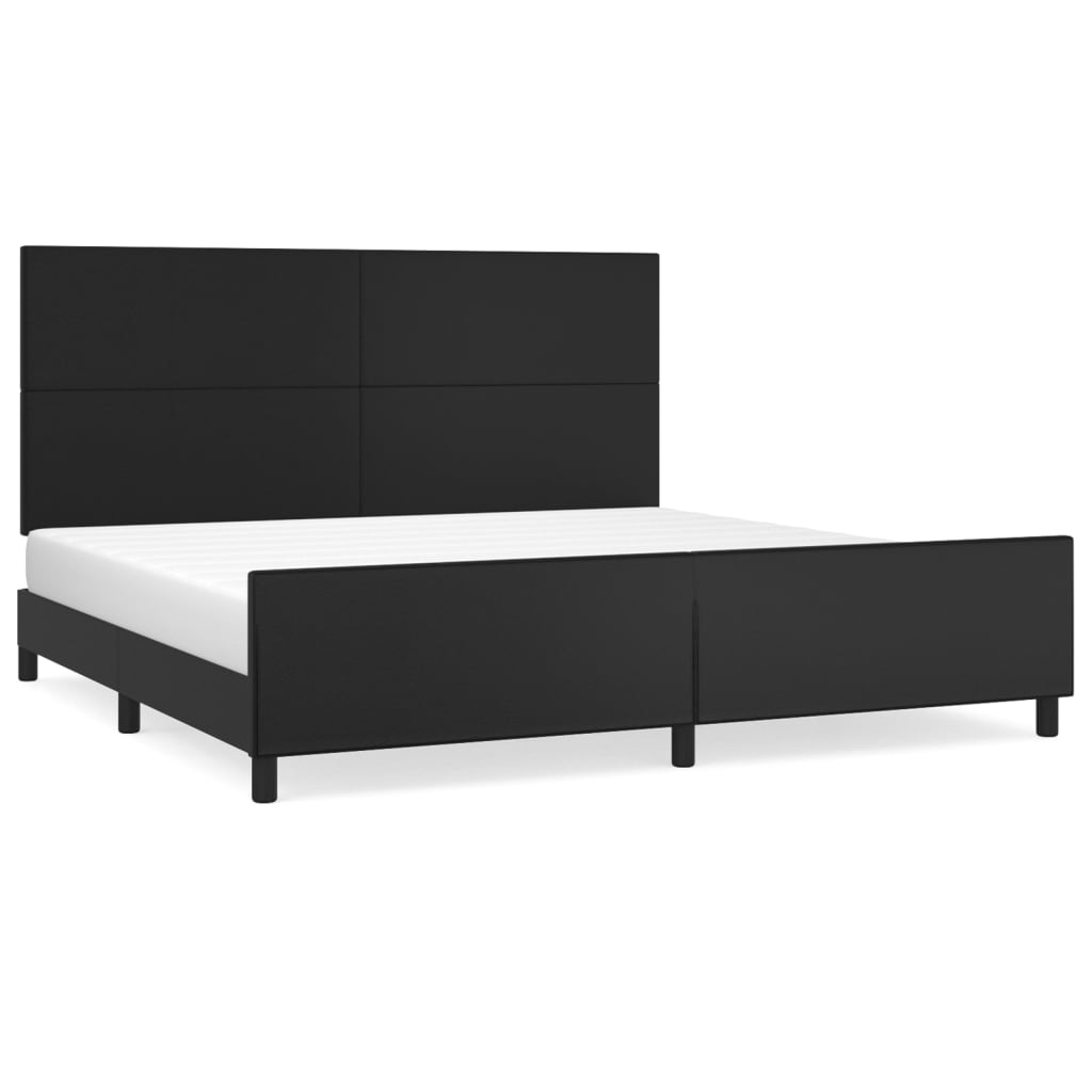 Bed frame with headboard black 200x200 cm artificial leather