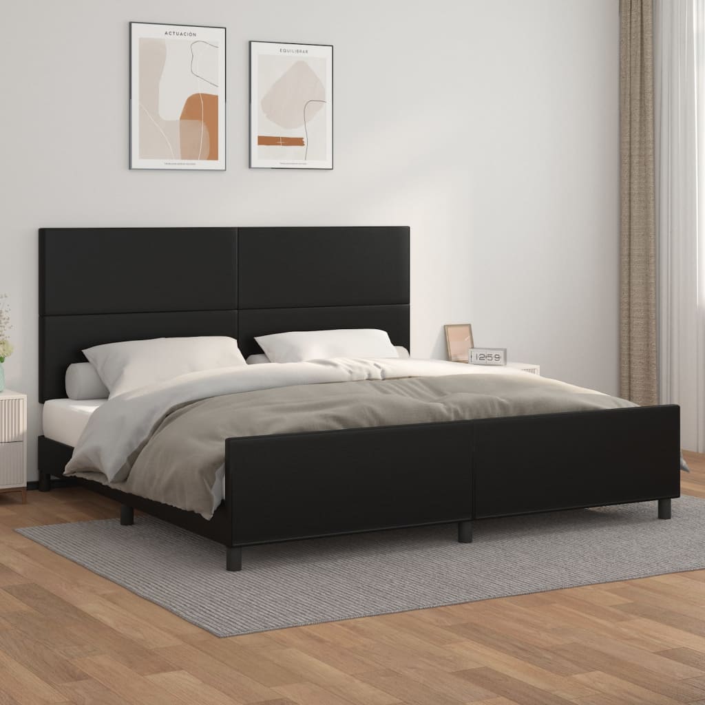 Bed frame with headboard black 200x200 cm artificial leather