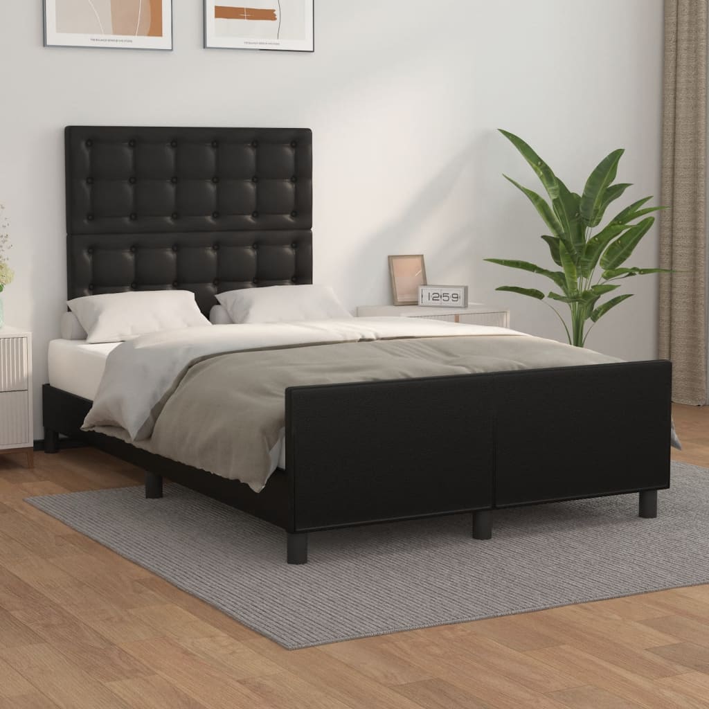 Bed frame with headboard black 120x200 cm artificial leather