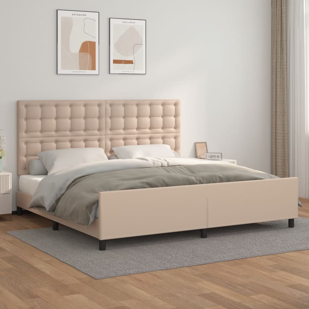 Bed frame with headboard cappuccino brown 200x200 cm artificial leather