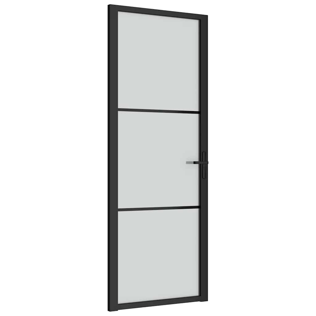 Innentür 76x201,5 cm Schwarz Mattglas und Aluminium