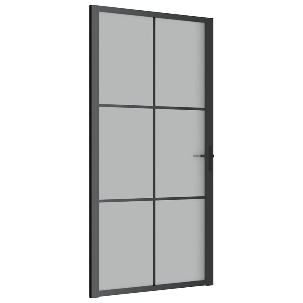 Innentür 102,5x201,5 cm Schwarz Mattglas und Aluminium