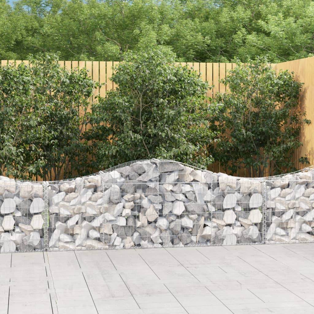 Gabionen mit Hochbogen 12 Stk. 200x30x60/80 cm Verzinktes Eisen