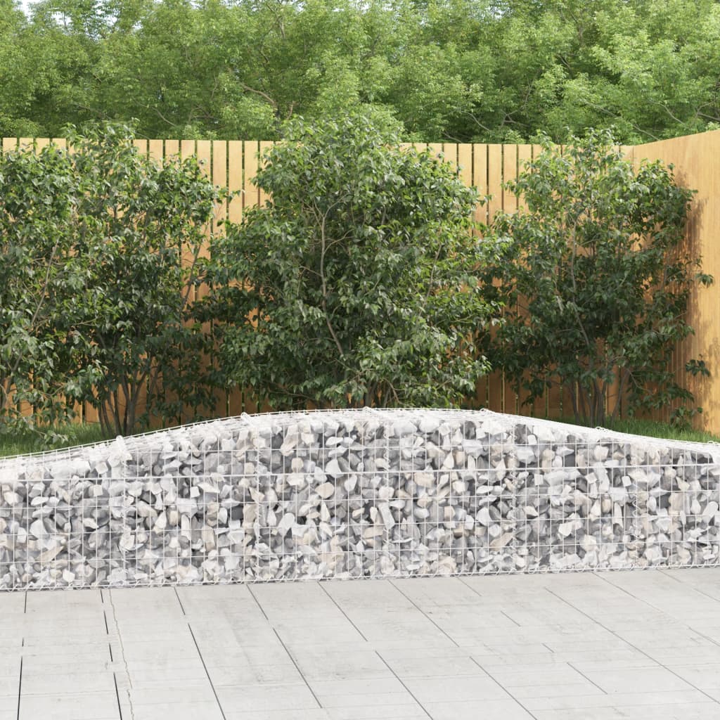 Gabione mit Hochbogen 400x50x40/60 cm Verzinktes Eisen