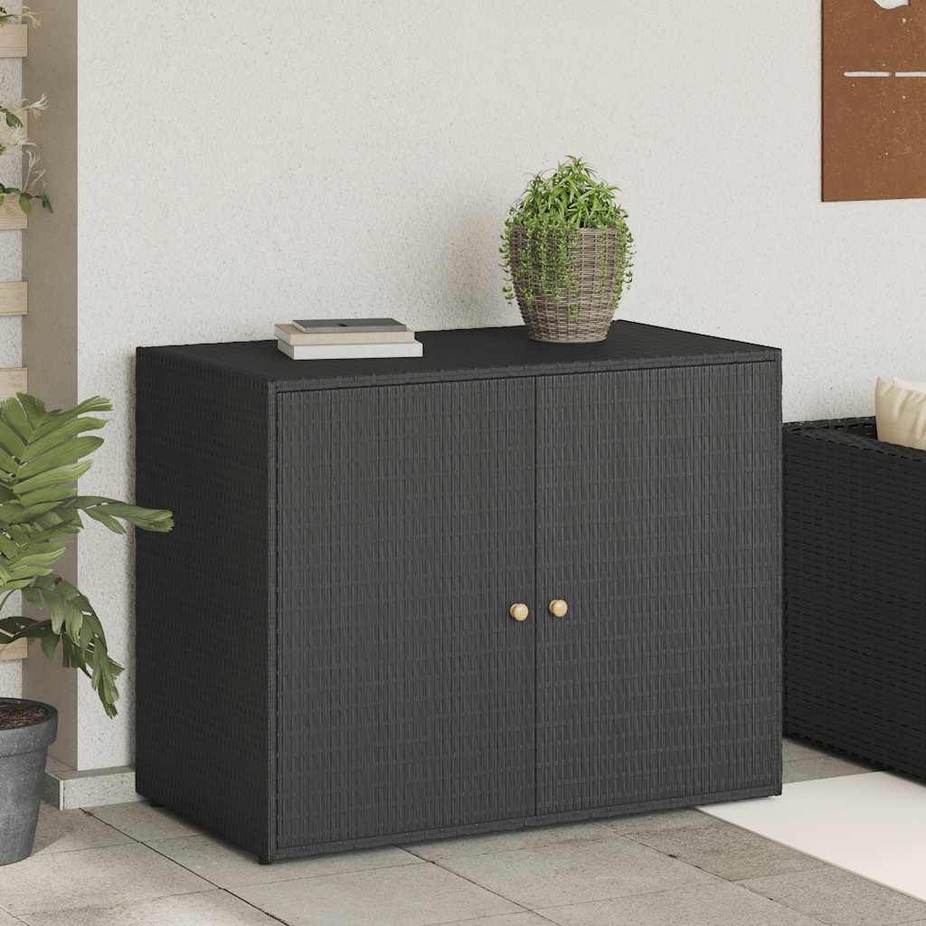 Gartenschrank Schwarz 100x55,5x80 cm Poly Rattan