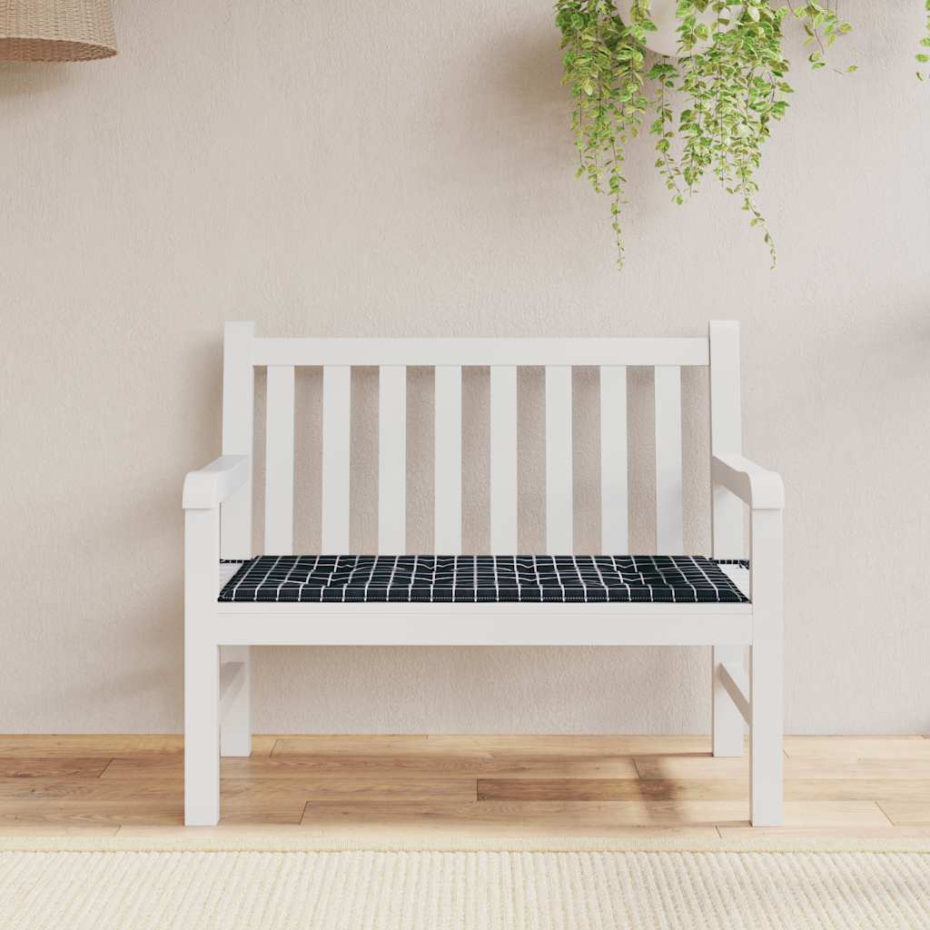 Garden bench cushion black check pattern 100x50x4 cm Oxford fabric