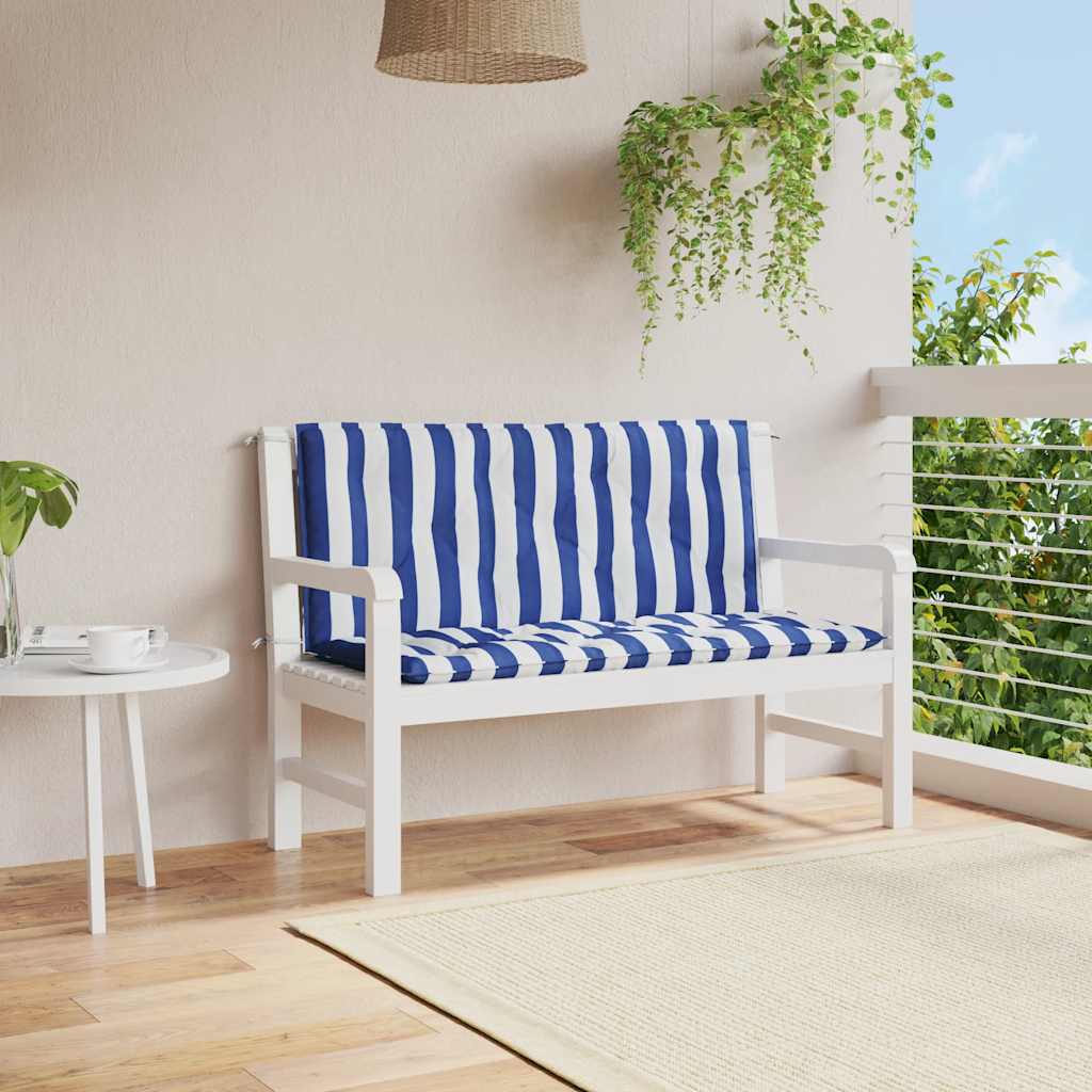 Gartenbank-Auflagen 2 Stk. Blau&Weiß Gestreift 120x50x7cm Stoff