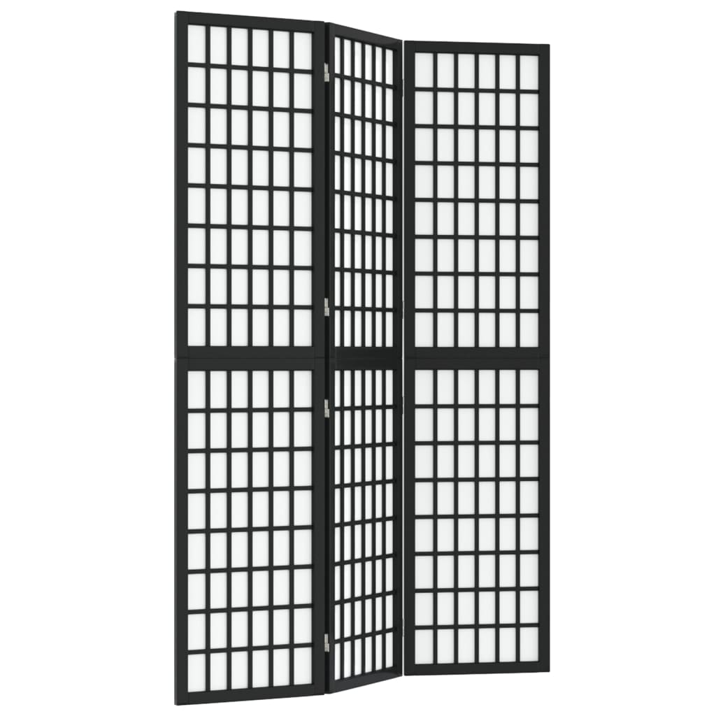 3-tlg. Paravent Japanischer Stil Faltbar 120x170 cm Schwarz
