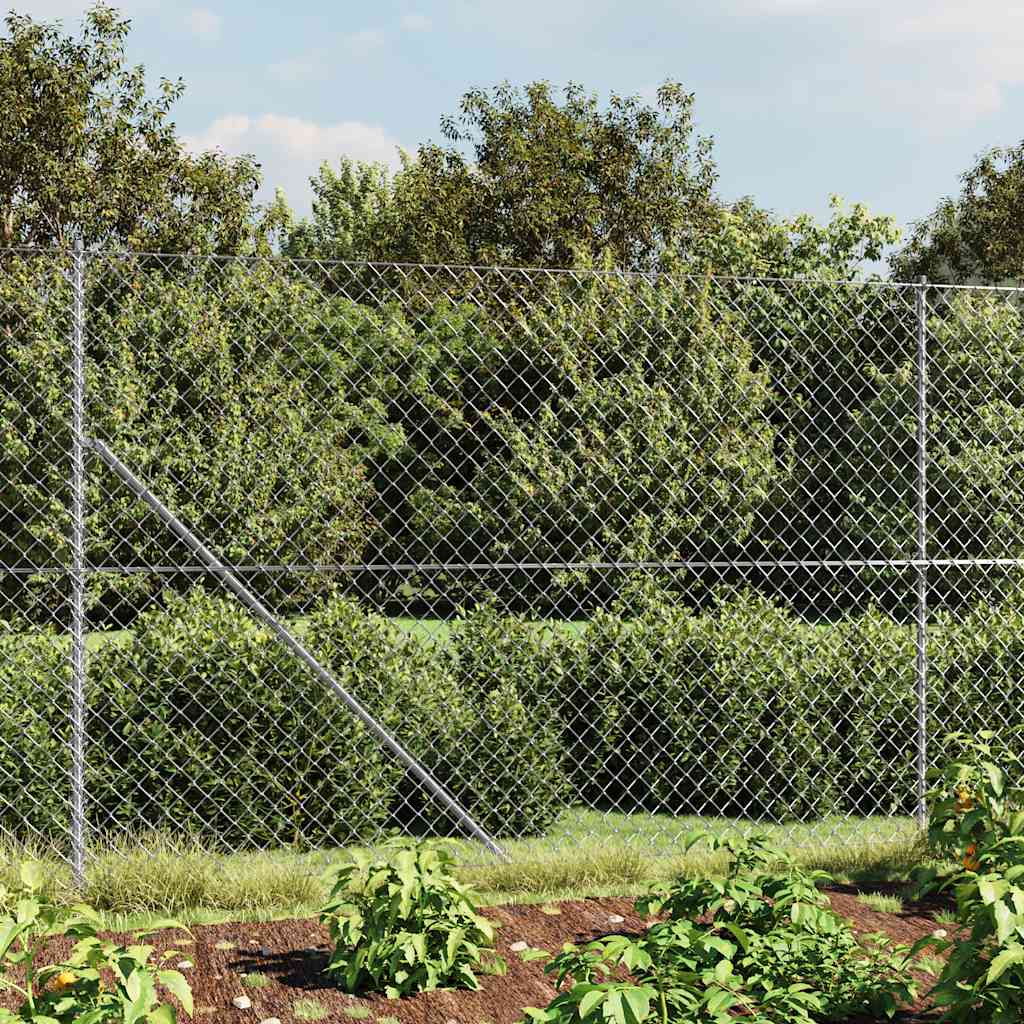 Maschendrahtzaun mit Bodenflansch Silbern 1,6x25 m
