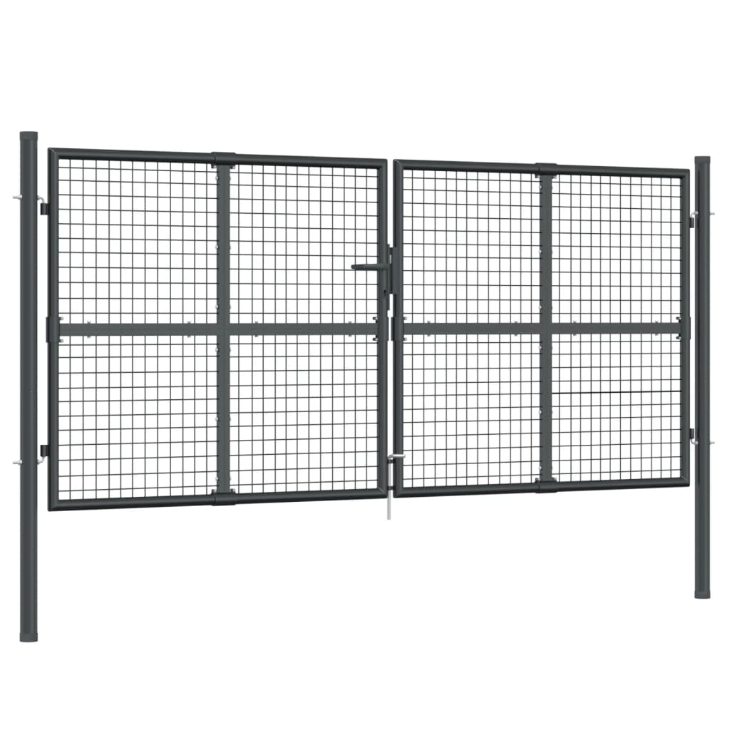 Gitter-Gartentor Anthrazit 300 x 125 cm Verzinkter Stahl