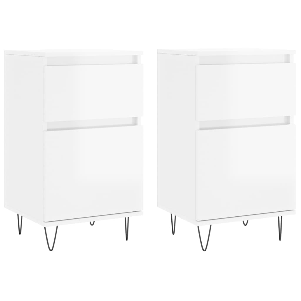 Sideboards 2 pcs. High-gloss white 40x35x70 cm wood material