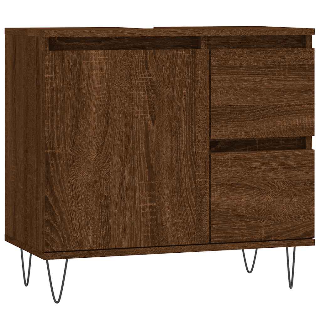 Badschrank Braun Eichen-Optik 65x33x60 cm Holzwerkstoff