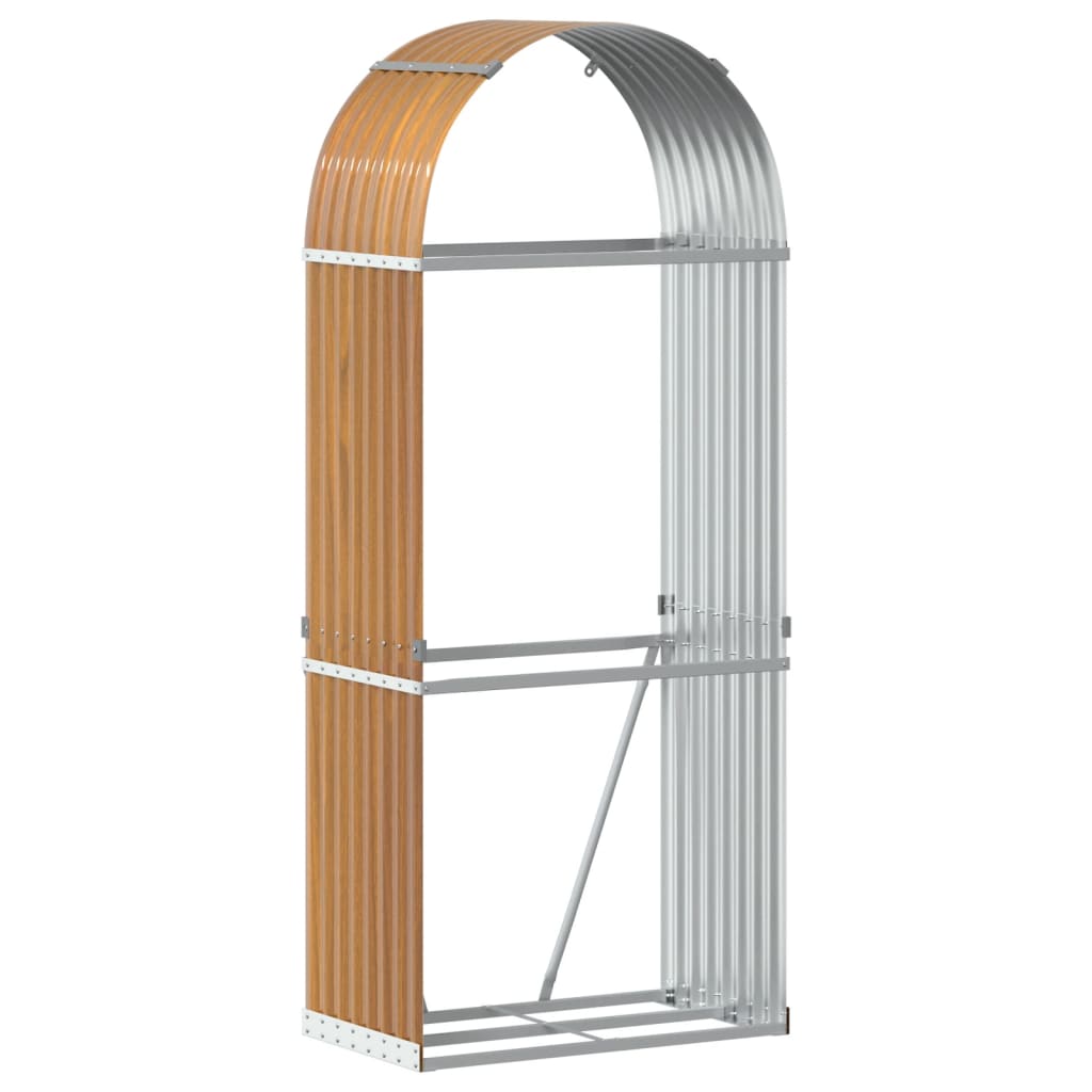 Kaminholzunterstand Holzoptik 80x45x190 cm Verzinkter Stahl