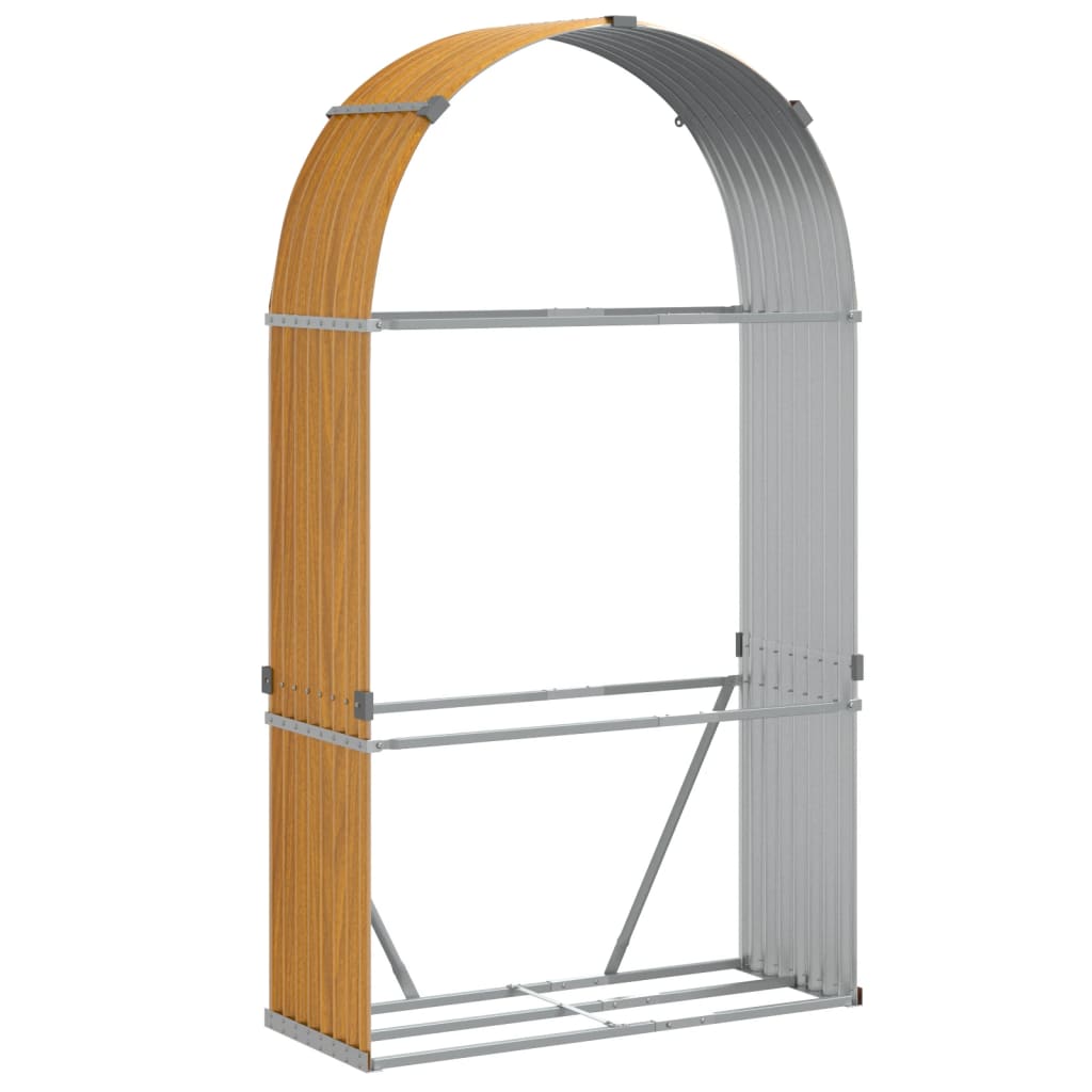 Kaminholzunterstand Holzoptik 120x45x210 cm Verzinkter Stahl
