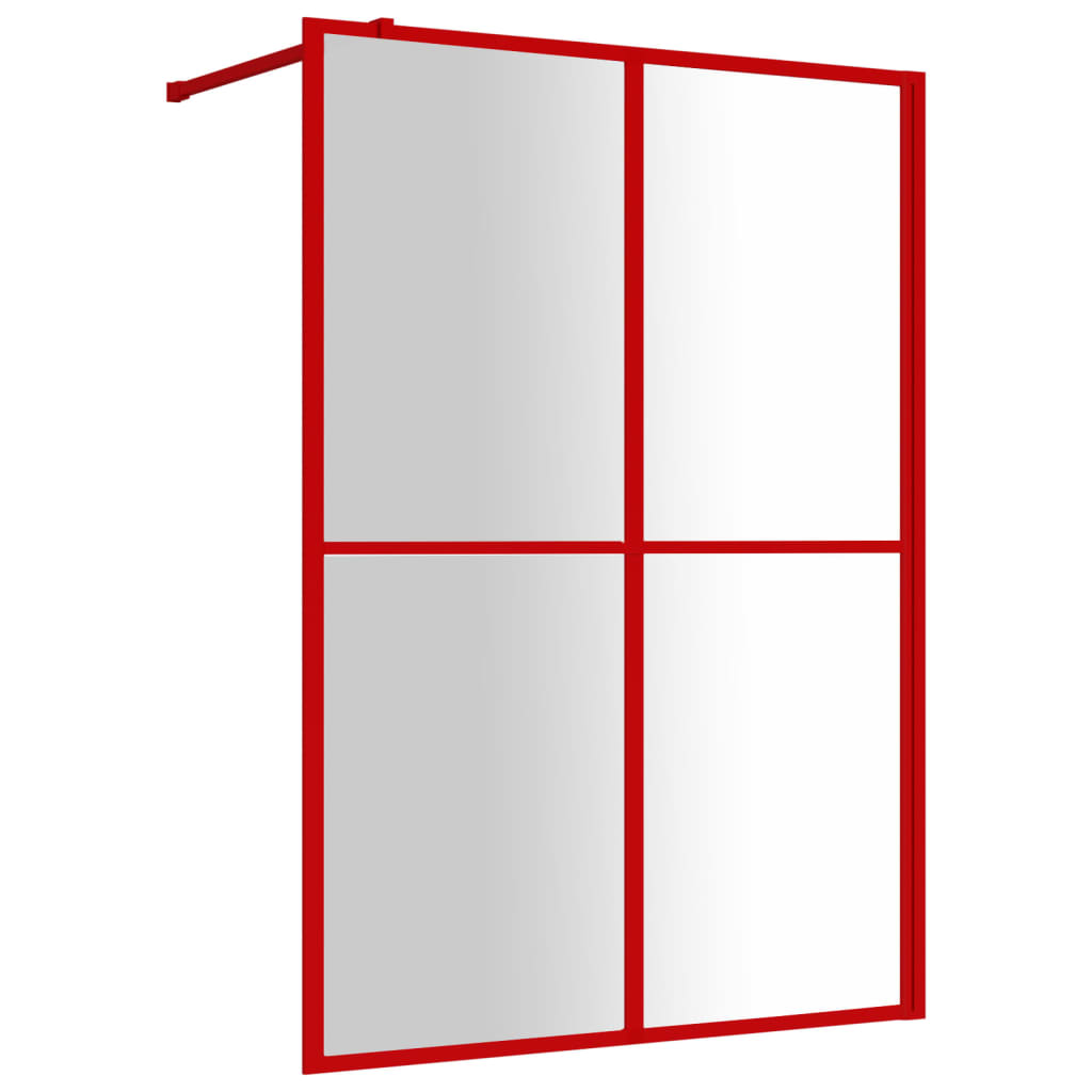 Duschwand für Begehbare Dusche mit ESG Klarglas Rot 140x195 cm