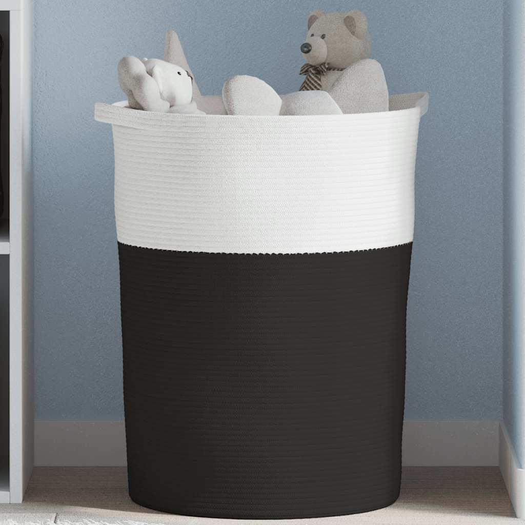 Aufbewahrungskorb Schwarz und Weiß 49x65 cm Baumwolle