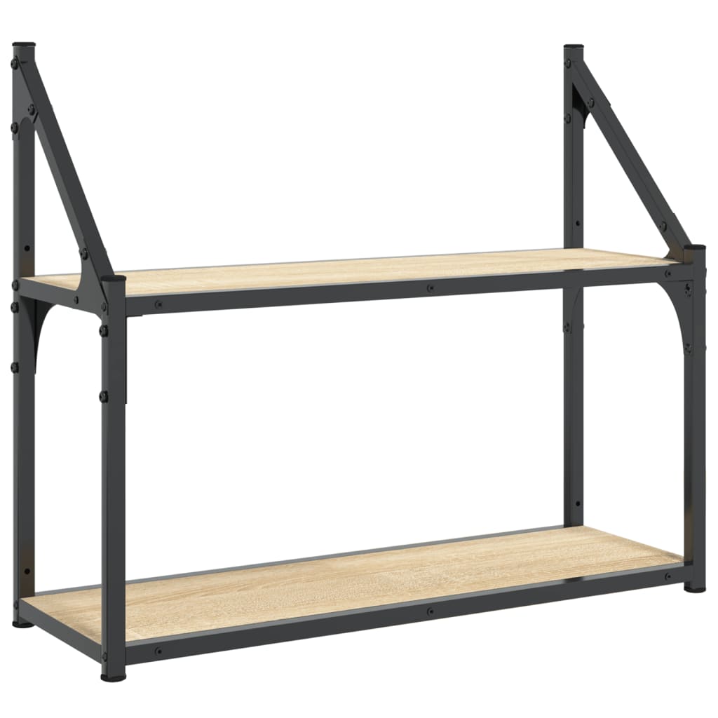 Wall shelf 2 compartments Sonoma oak 60x21x51 cm wood material