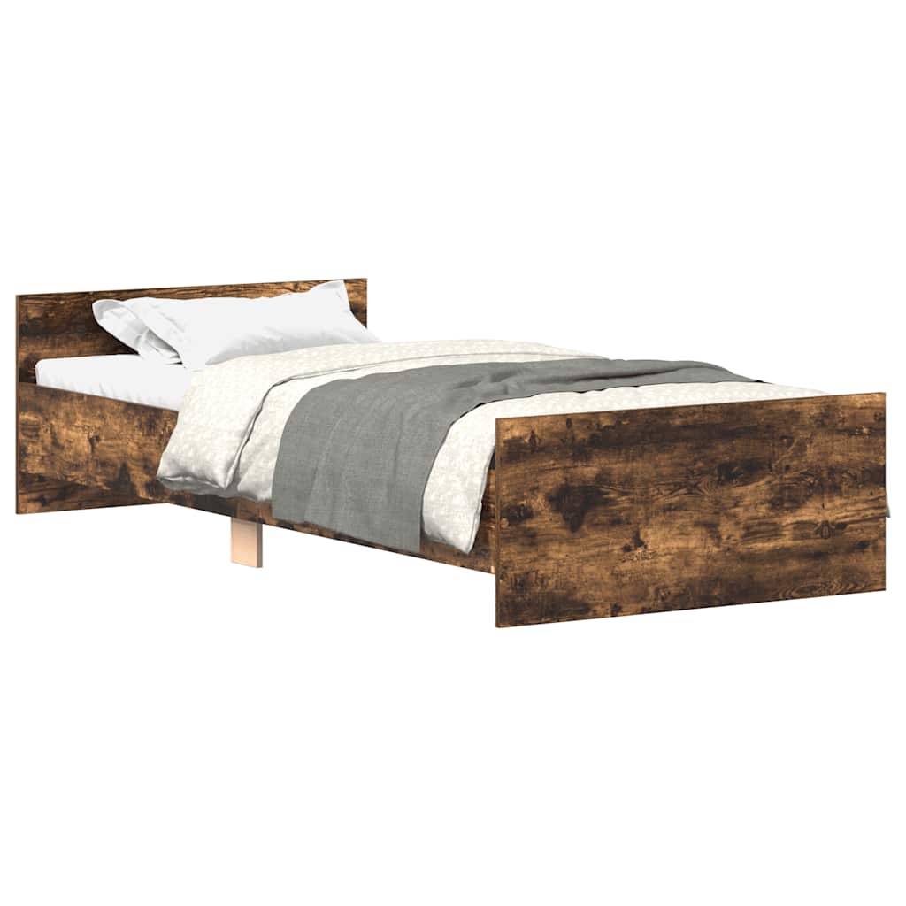Bed frame without mattress smoked oak 100x200 cm wood material