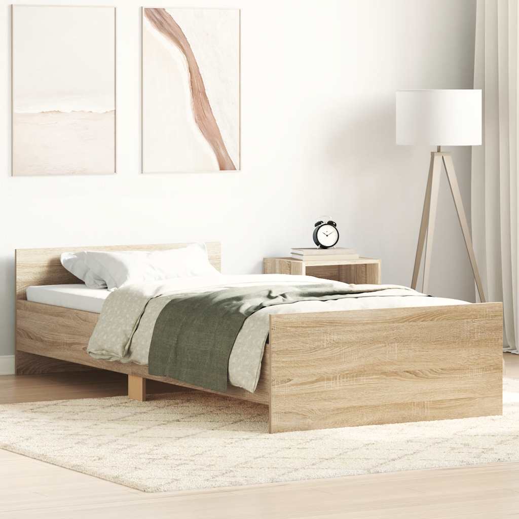 Bettgestell ohne Matratze Sonoma-Eiche 75x190 cm Holzwerkstoff
